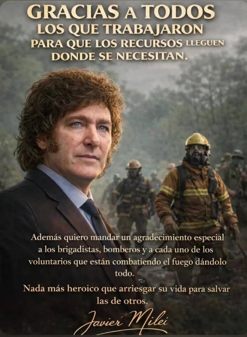 Milei agradece a los bomberos de la Patagonia, pero les redujo el presupuesto en un 78%