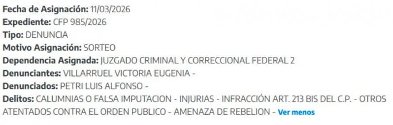 Villarruel denunció a Petri por acusarla de golpista