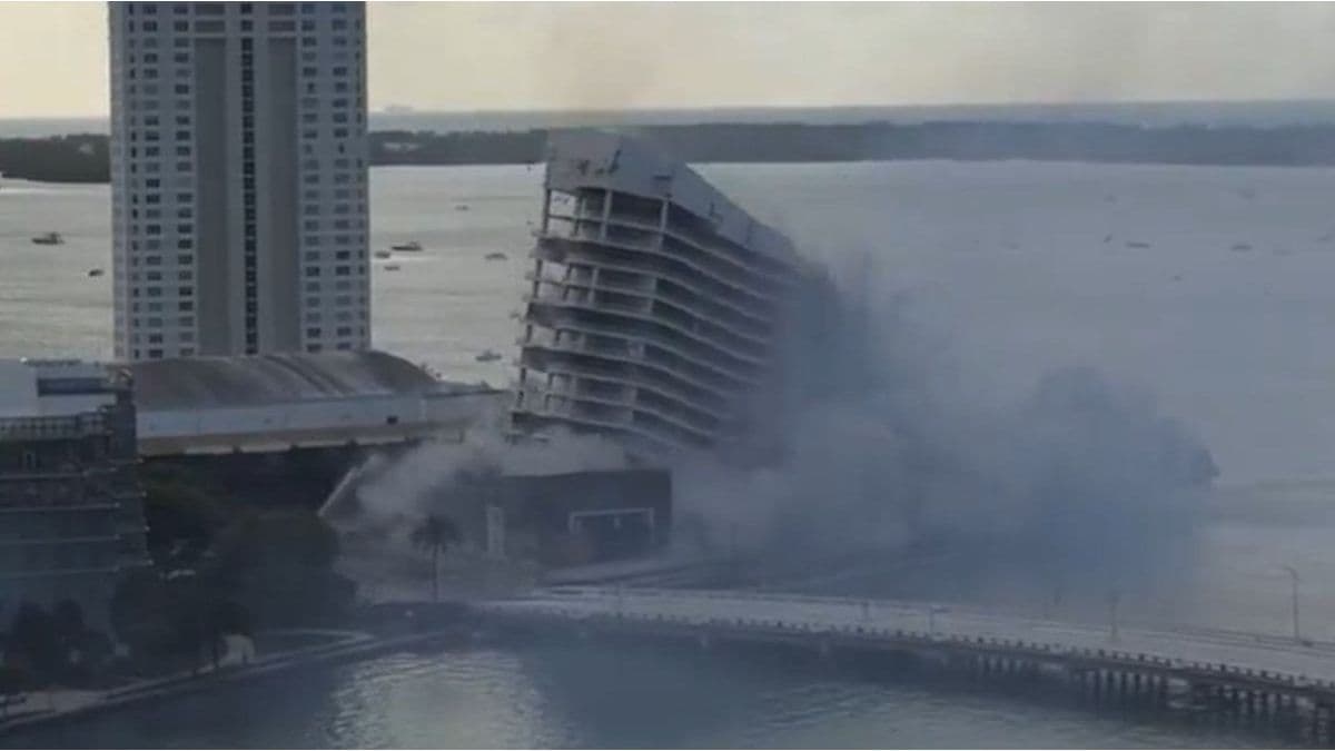 Impactante video: demuelen un hotel de lujo en Miami con una explosión controlada