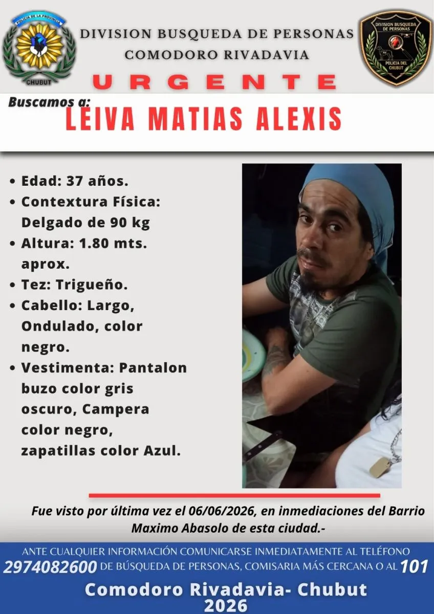 Creen que un hombre desaparecido viaja hacia Mendoza haciendo dedo tras dejar Comodoro