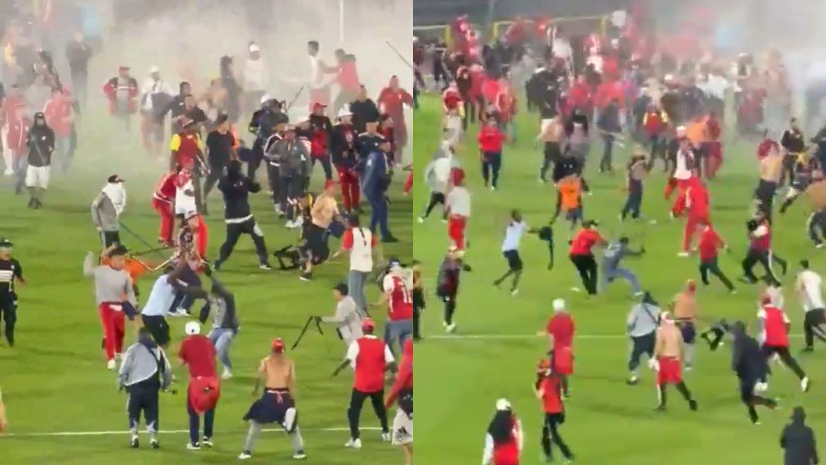 Batalla campal entre hinchas de América de Cali e Independiente Santa Fe: golpes, corridas e invasión del campo